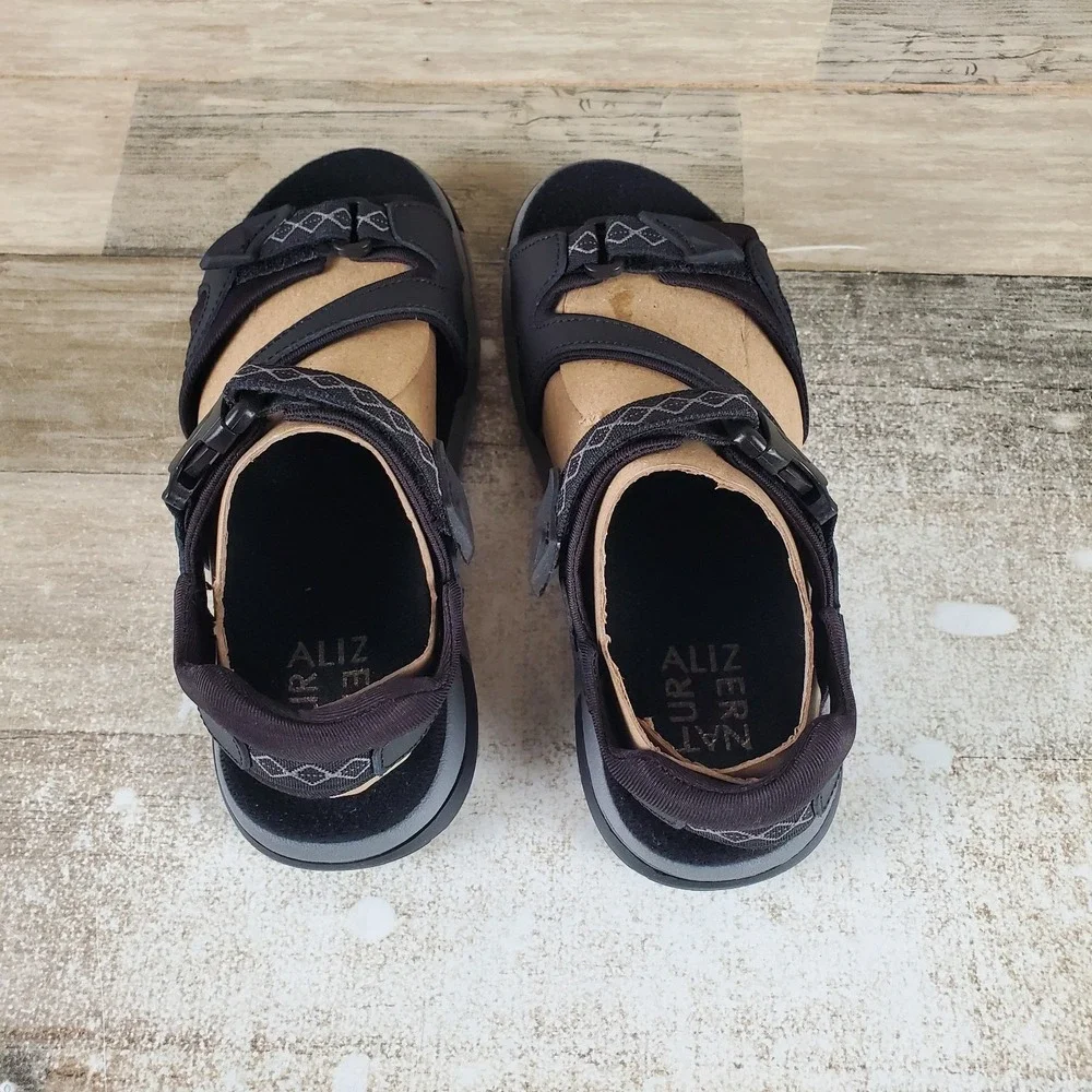 Naturalizer Angeles III Womens Sandals Sz 5 M Black Leather Slingback Open Toe
